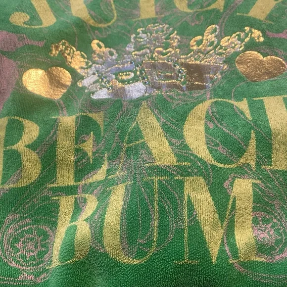 Juicy Couture Vintage Sz S Green Terry Cloth Hoodie w Gold & Crystal Design - Picture 14 of 15